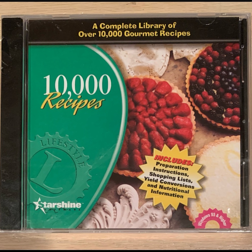 Starshine 10,000 Recipes CD for PC Computer (Vintage) NWOT